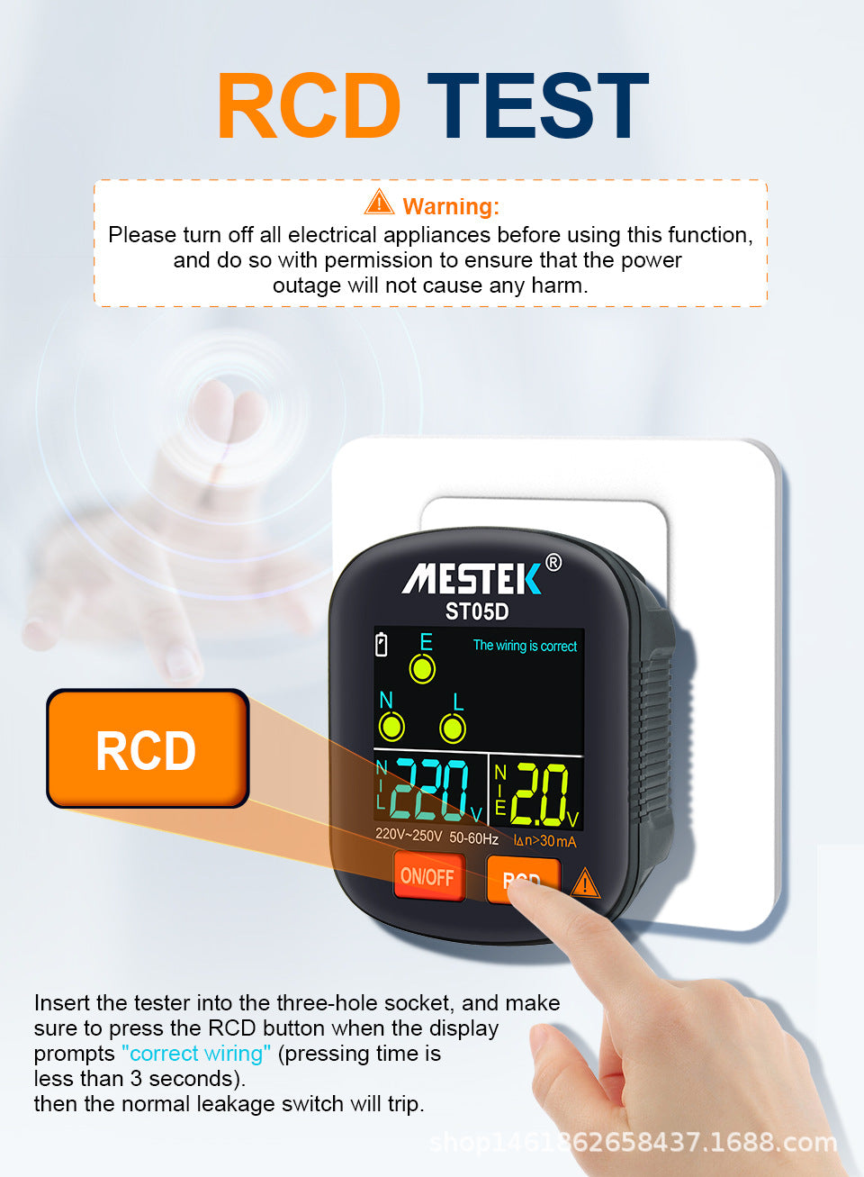 Phase Detector Digital Display Socket Tester Leakage Zero Live Wire Special for Testing US, EU, UK Plug Standards