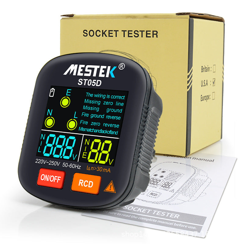Phase Detector Digital Display Socket Tester Leakage Zero Live Wire Special for Testing US, EU, UK Plug Standards