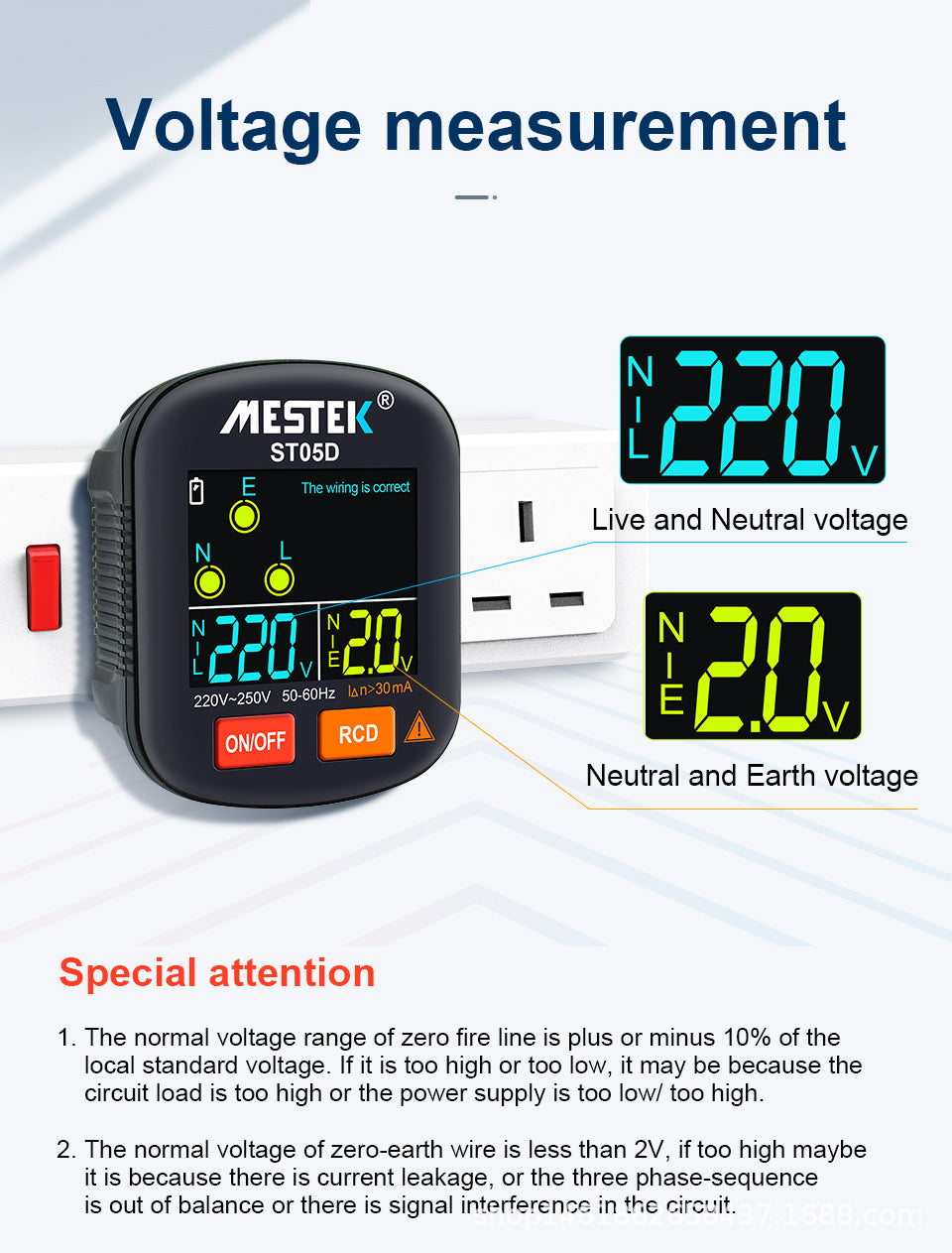 Phase Detector Digital Display Socket Tester Leakage Zero Live Wire Special for Testing US, EU, UK Plug Standards