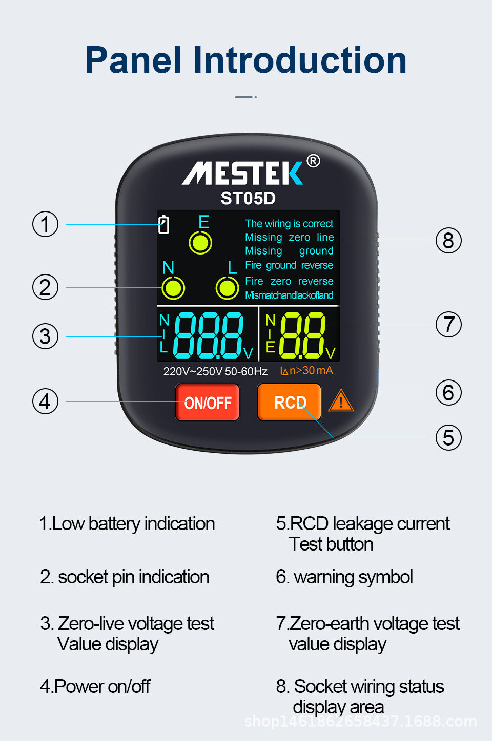 Phase Detector Digital Display Socket Tester Leakage Zero Live Wire Special for Testing US, EU, UK Plug Standards
