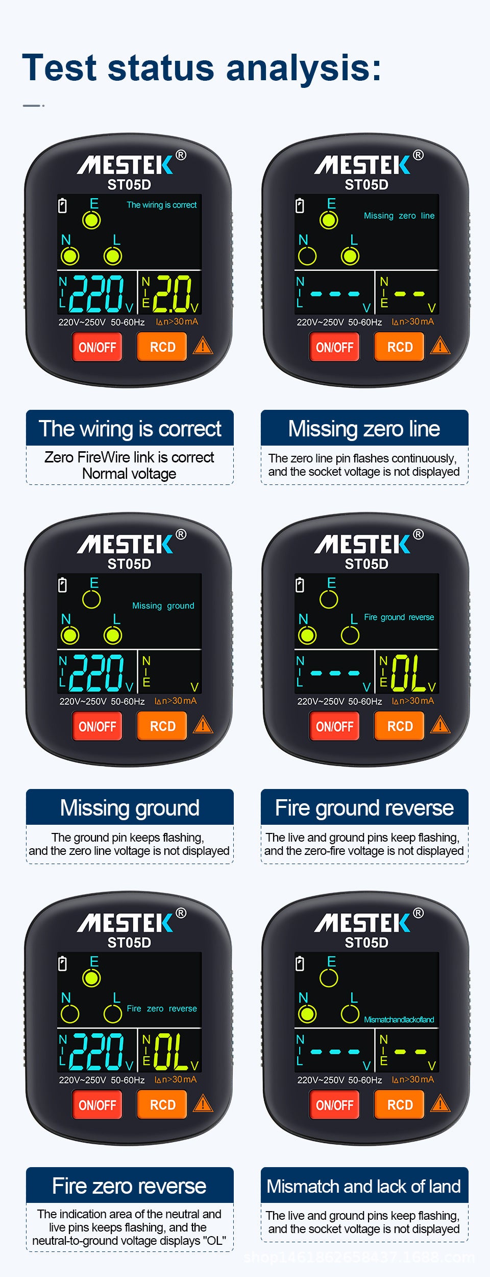 Phase Detector Digital Display Socket Tester Leakage Zero Live Wire Special for Testing US, EU, UK Plug Standards