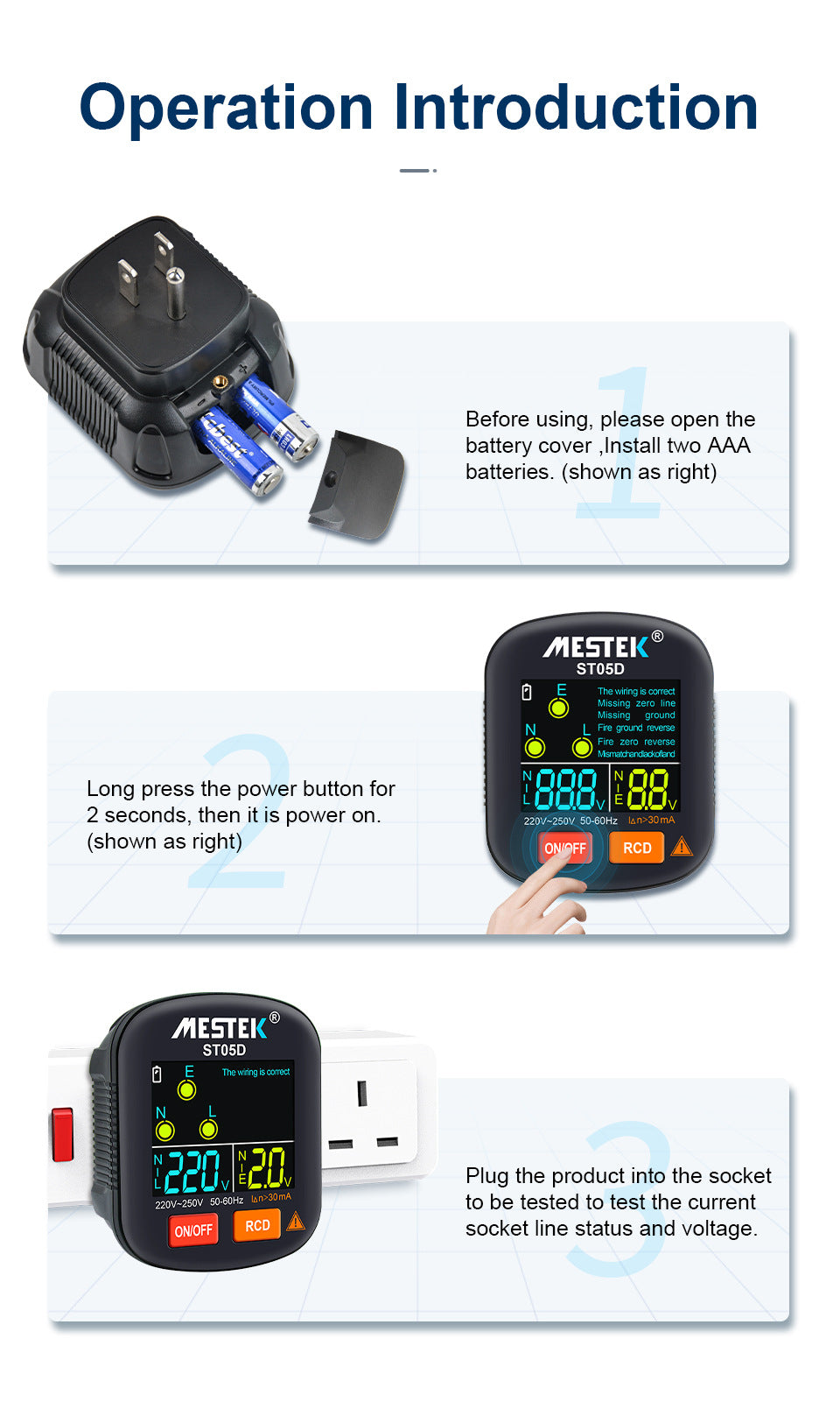 Phase Detector Digital Display Socket Tester Leakage Zero Live Wire Special for Testing US, EU, UK Plug Standards