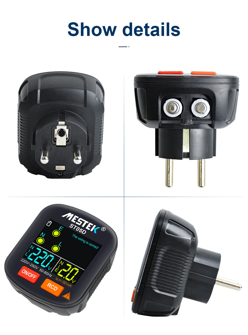 Phase Detector Digital Display Socket Tester Leakage Zero Live Wire Special for Testing US, EU, UK Plug Standards